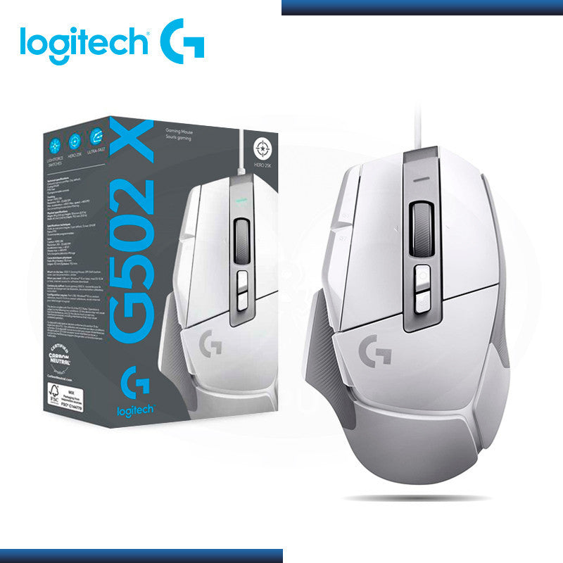 Mouse gamer Logitech g502 x hero usb 25k dpi lightforce white