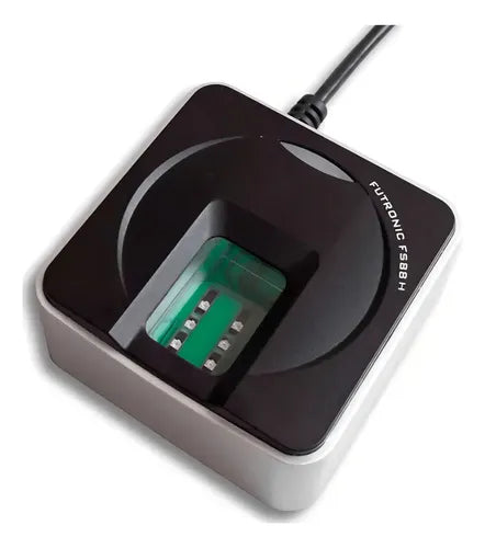 Lector biométrico Futronic FS88H con conexión USB, certificado por el FBI, ideal para verificación de identidad
